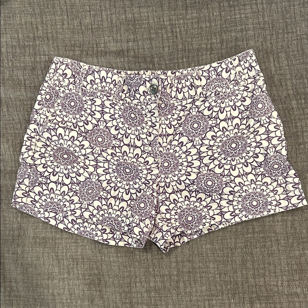 Loft Purple and White Cotton Shorts